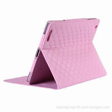 Mini lattice channel leather iPad 2/3/4 protective case with dormancy support OEM orders are welcome